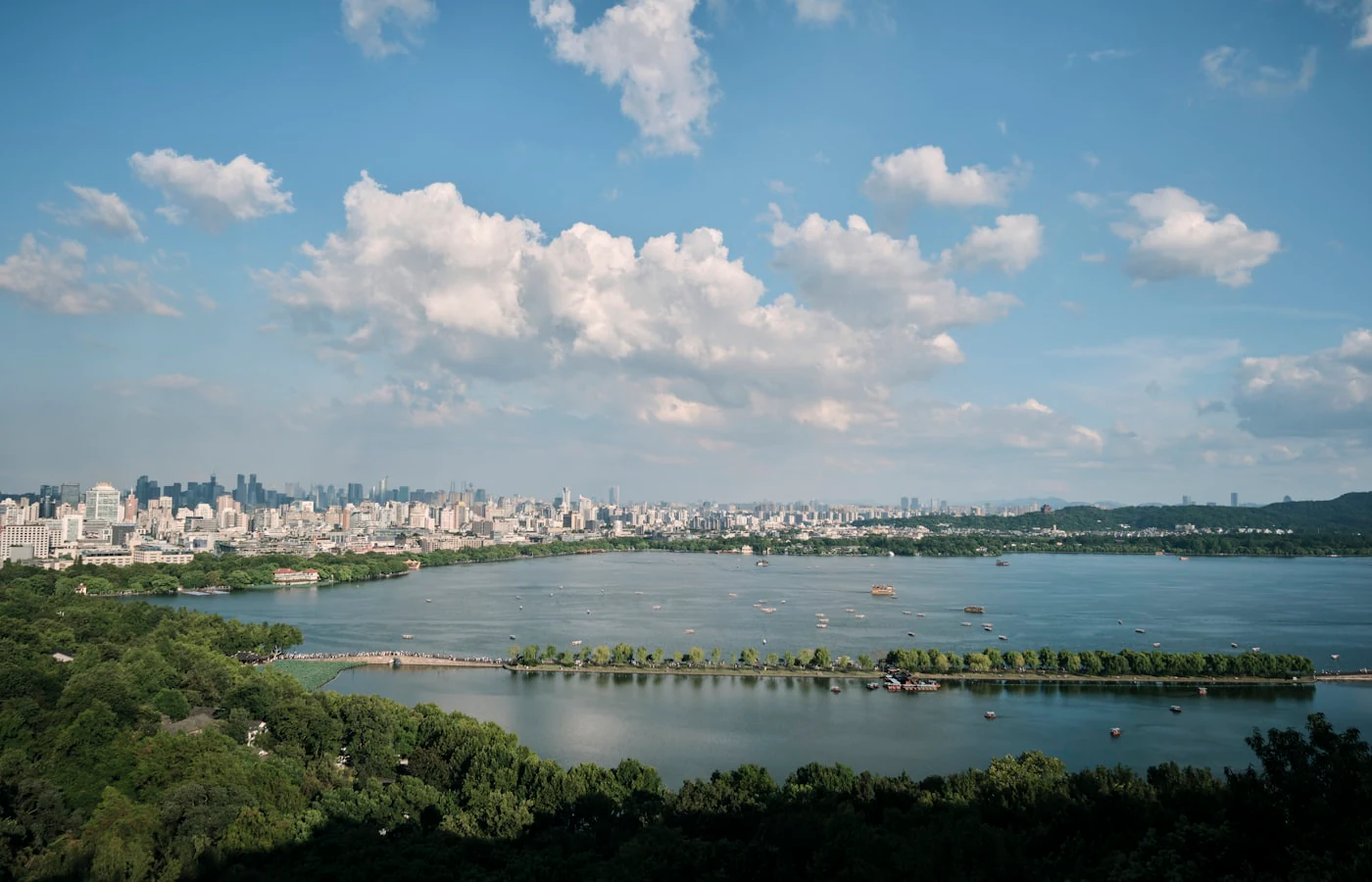 West Lake and the Hangzhou skyline